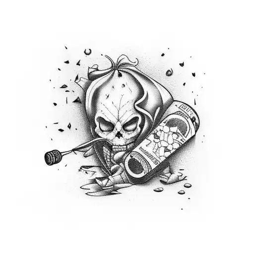 best friends tattoo combining cheese, wine, scary movies tattoo design idea