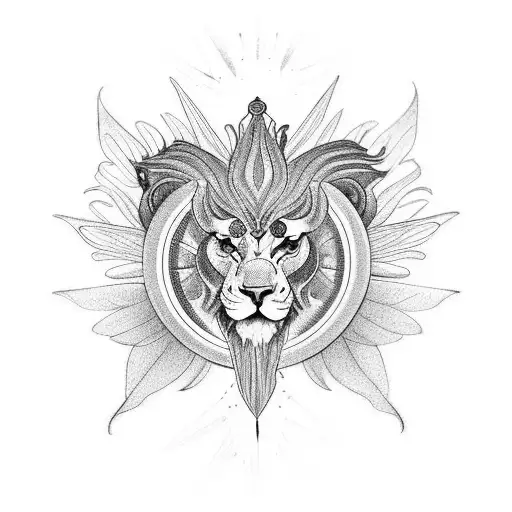 Dragonfly, cardinal, sun, lion, lamb tattoo design idea