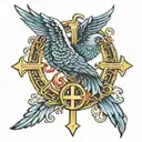 blue phoenix wrapped around a cross tattoo tattoo design idea