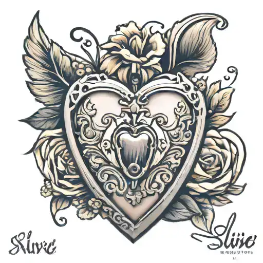 name silvie with heart shaped lock tattoo design idea