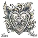 name silvie with heart shaped lock tattoo design idea