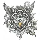name silvie with heart shaped lock tattoo design idea