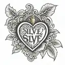 name silvie with heart shaped lock tattoo design idea