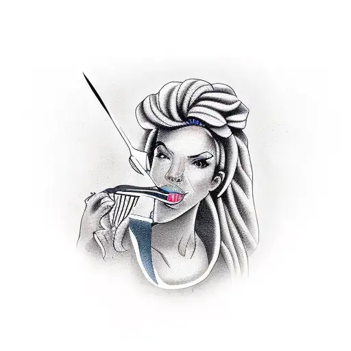 female barber tattoo design idea