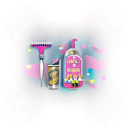  girly barber shop tattoo design idea