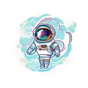 spaceman Deviant Art, Contour, Vector, White Background, Detailed, Sticker, Exhilarated, Tertiary Color, Art brut style, tattoo design idea