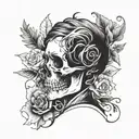 tattoo of a woman's silhouette with a skull as a torso tattoo design idea
