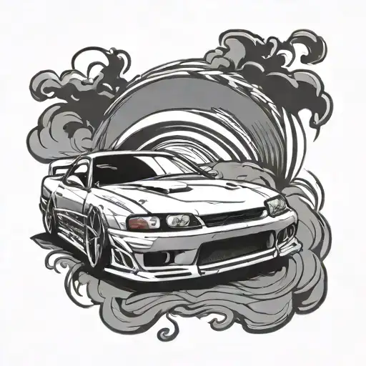 Nissan Silvia S14 drifting car tattoo design idea