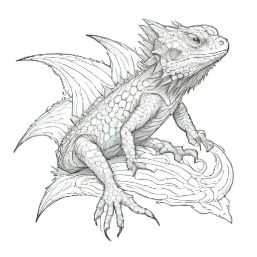 bearded dragon scales and spikes tattoo design idea