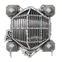 An octagon cage with binary code and computer chips as the border for an MMA fighter tattoo design idea