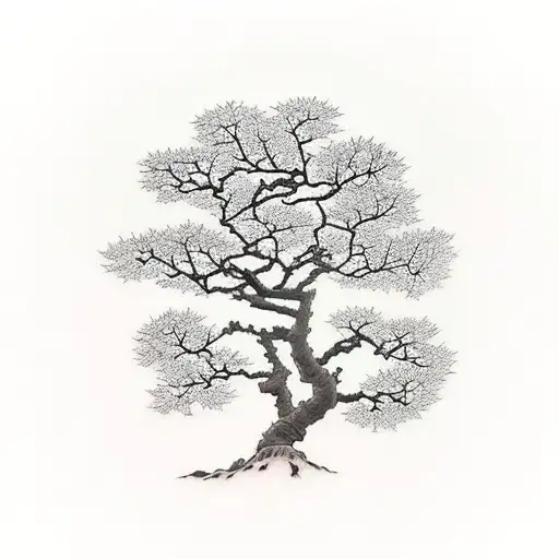 oak tree with two sparrows flying above it tattoo design idea