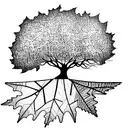 a good looking oak tree with two sparrows flying together above. Have leaves and not many roots showing.not crazy detail tattoo design idea