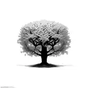 make it more of tattoo stencil, not as much shading and  black and white, with two small sparrows flying above the tree  tattoo design idea