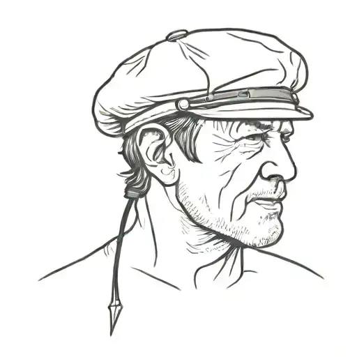 Brian Johnson's beret, with two small horns, supported by a lightning bolt larger than the beret. tattoo design idea