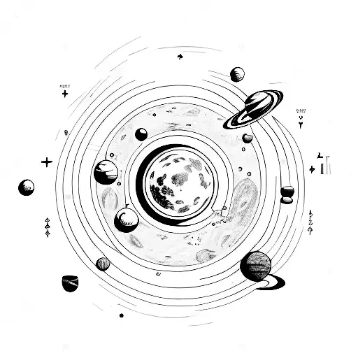 solar system, minimalism tattoo design idea