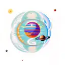 solar system, line tattoo design idea