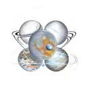 solar system, line tattoo design idea