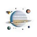 solar system, minimalism tattoo design idea