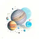 solar system, minimalism tattoo design idea