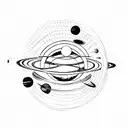 solar system, minimalism tattoo design idea