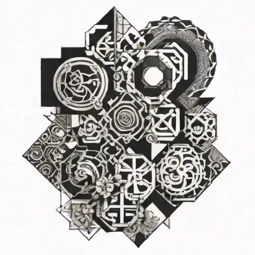 patchwork sleeve tattoo design idea