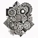 patchwork sleeve tattoo design idea