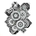 patchwork sleeve tattoo design idea