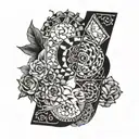 patchwork sleeve tattoo design idea