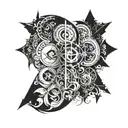 gothic patchwork sleeve tattoo design idea