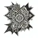 gothic patchwork sleeve tattoo design idea