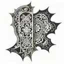 gothic patchwork sleeve tattoo design idea