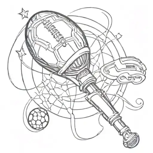 A tattoo of a football intertwined with a microphone to symbolize your love for both singing and football tattoo design idea