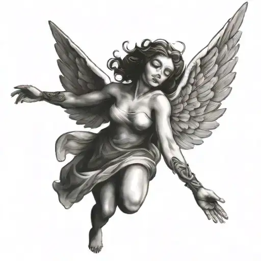falling angel tattoo design idea