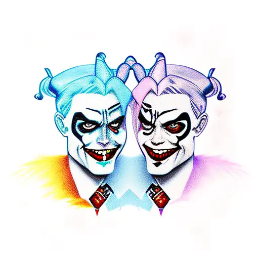 Harley Quinn anda Joker in love tattoo design idea