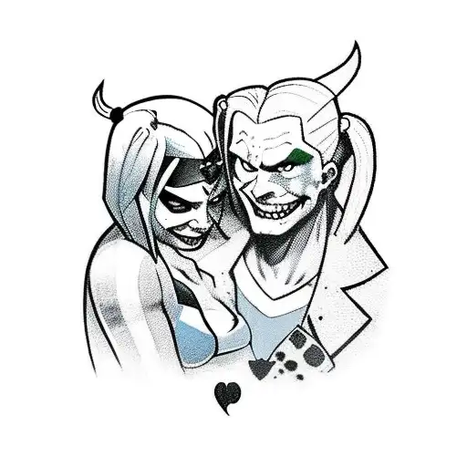 Harley Quinn and Joker in love tattoo design idea
