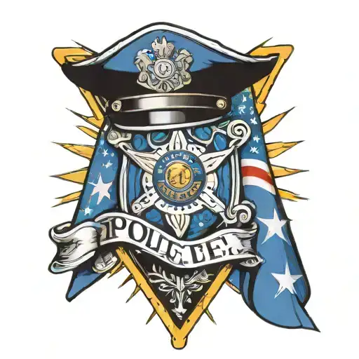 police flag flying tattoo design idea