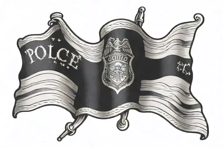 police flag flying tattoo design idea