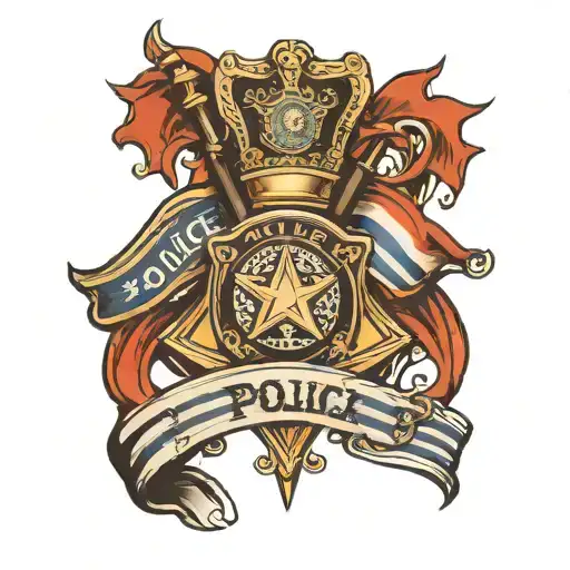 police flag intertwined tattoo design idea