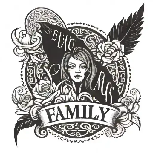 Family Comes first lettering  tattoo design idea