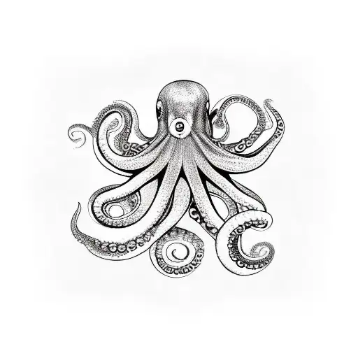 Octopus and Samurai and enso tattoo design idea