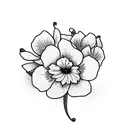 camera and playing cards with some violets, morning glory's and water lillies tattoo design idea