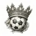 Soccer ball with crown and time compass  tattoo design idea