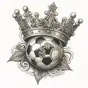 Soccer ball with crown and time compass  tattoo design idea