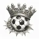 Soccer ball with crown and time compass  tattoo design idea
