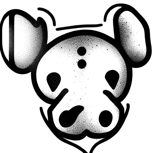 Dog with a heart nose tattoo design idea