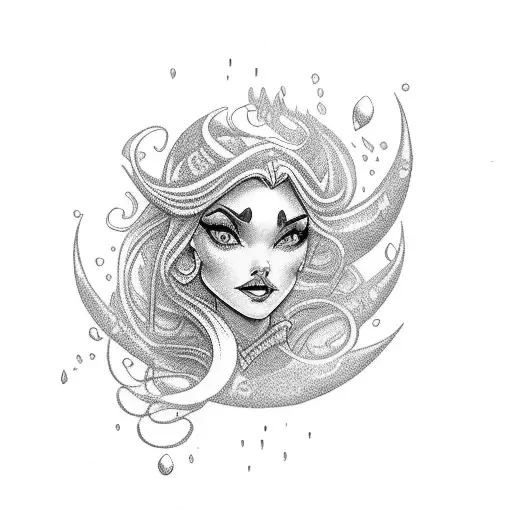 disney female villain ocean tattoo design idea