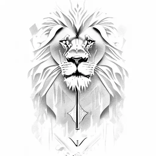 lion with a sword and scars tattoo design idea
