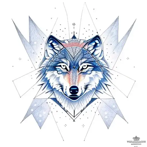 wolf with constellation  tattoo design idea