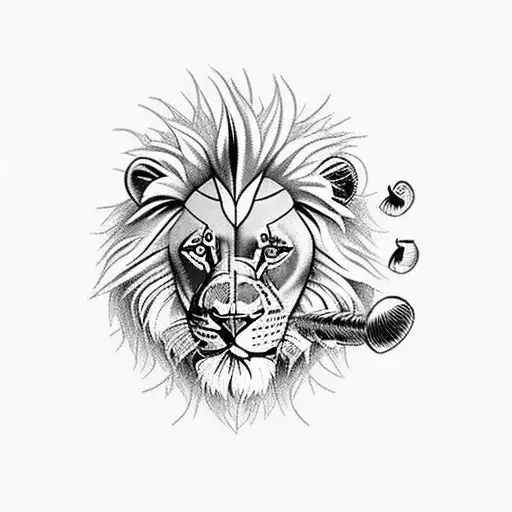  Gerry blossom with chess and lion tattoo design idea