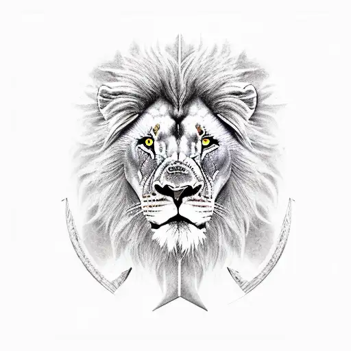 lion with a sword and scars tattoo design idea